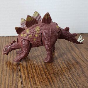 Stegosaurus 4 Inch Red Plastic Dinosaur Toy K&M 2001